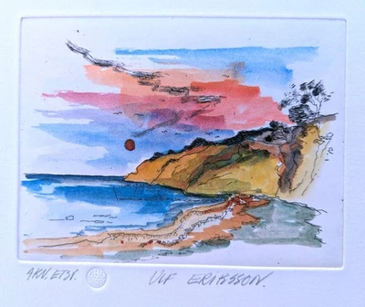 Eriksson, Ulf(1938 geb.)"Steilküste an der Ostsee" kolorierte Kaltnadelradierung - Bild 1 von 4