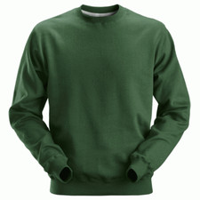 Snickers 2810 Plain Crew Neck Sweatshirt Jumper, XS-3XL - FOREST GREEN
