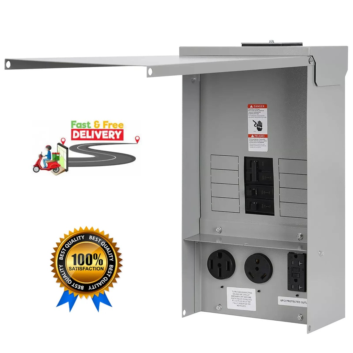 50 Amp RV Panel With Breaker 50 Amp RV Power Outlet Box - Lockable ...
