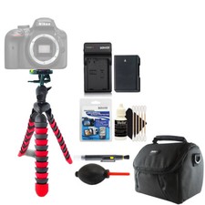 12" Flex Tripod Case ENEL 14 Battery MH 24 Charger  More for Nikon D5600 D3500