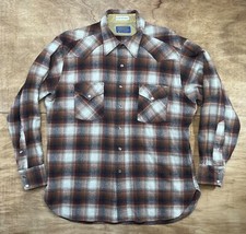 Pendleton High Grade Western Wear Pearl Snap Vintage 70s 80s Brown Shirt Mens XL