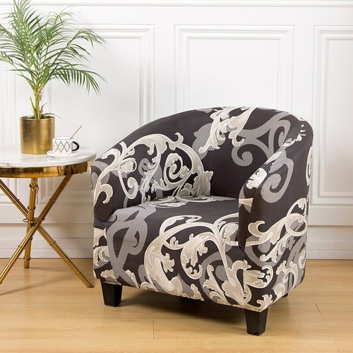 Club Chair Slipcover Stretch Barrel Chair Covers Printed Tub Chair Slipcovers - Picture 51 of 58