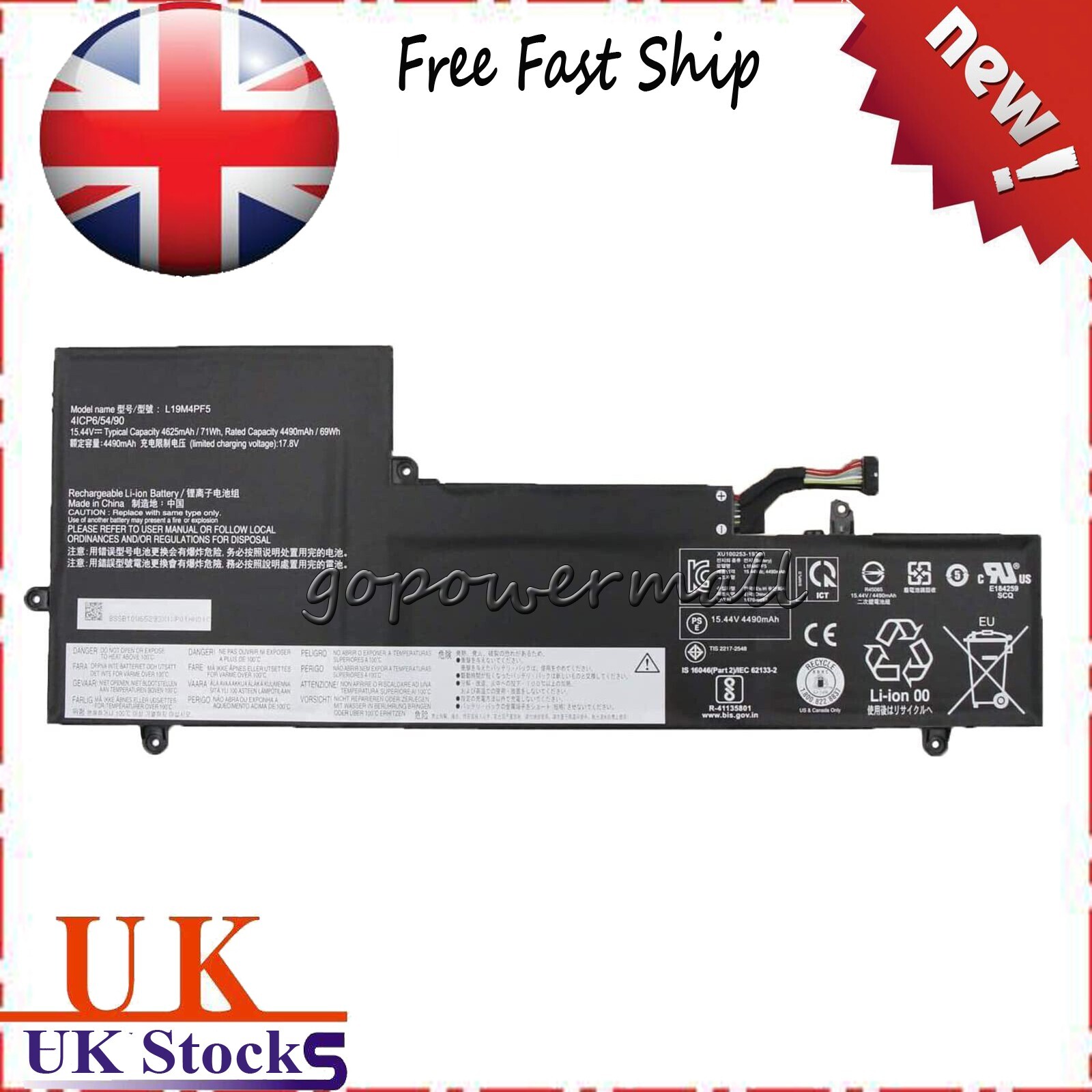 L19C4PF5 L19M4PF5 Battery For Lenovo Yoga Slim 7-15ITL05 IdeaPad 7-15IIL05