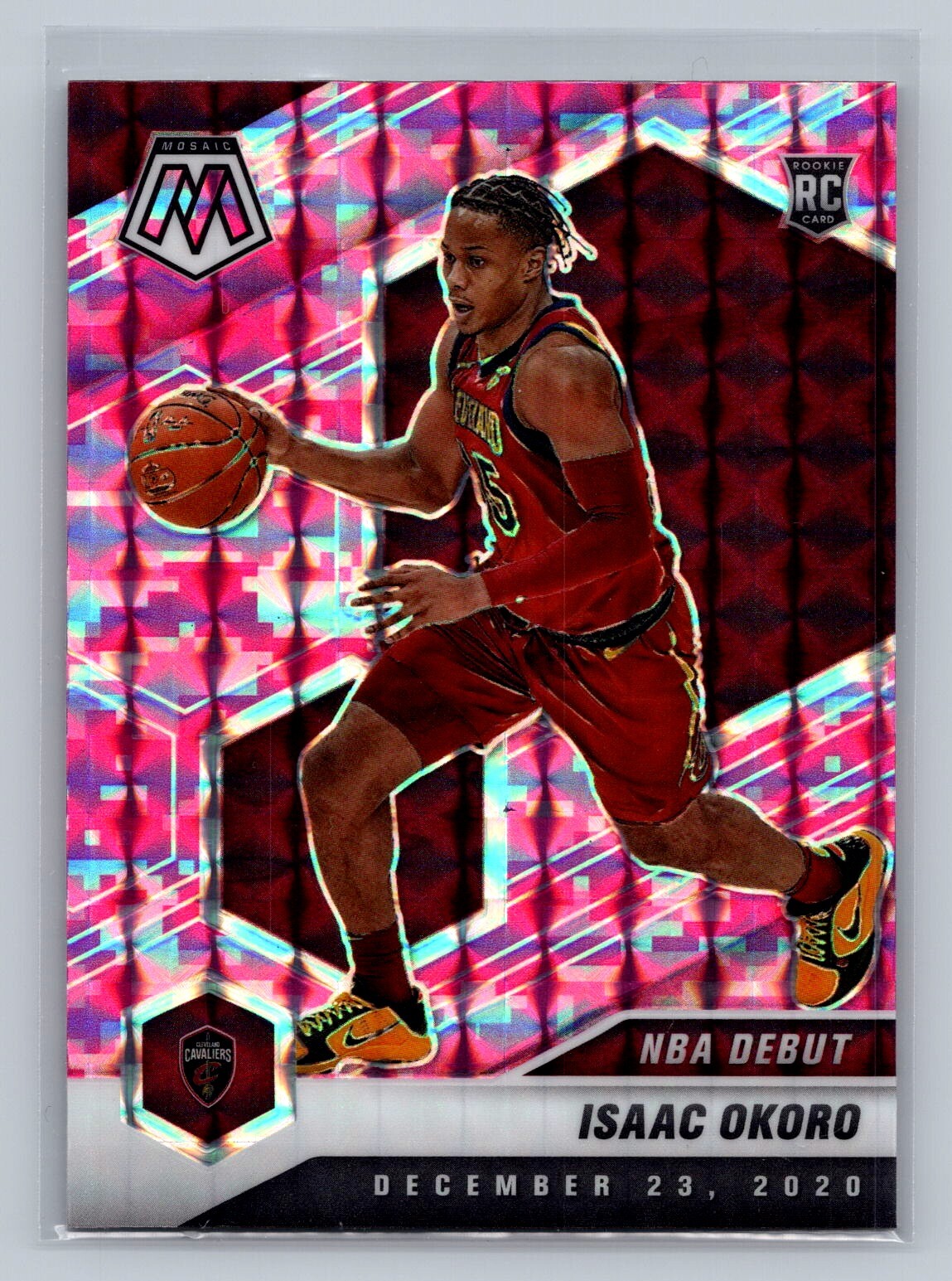 2020-21 Panini Mosaic #271 Isaac Okoro Mosaic Camo Pink