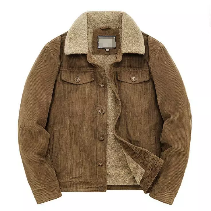 Corduroy fur top lined jacket