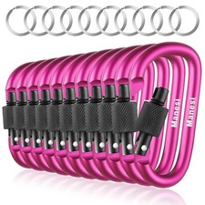 Carabiner Clips with Screw Gate 10 Pack 3" Aluminum Carabiner D Shape Buckle ...