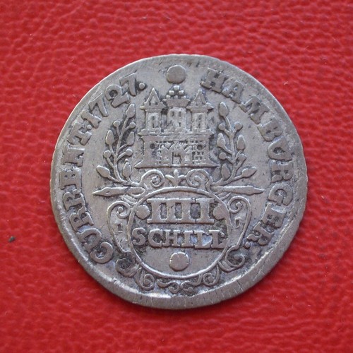 Iiii Schilling Hamburg 1727 VF+ / Silver / Km#359