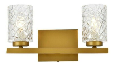 Wall Sconce Light Fixture Glass Shades Brass Color Dining Room Bedroom Bathroom