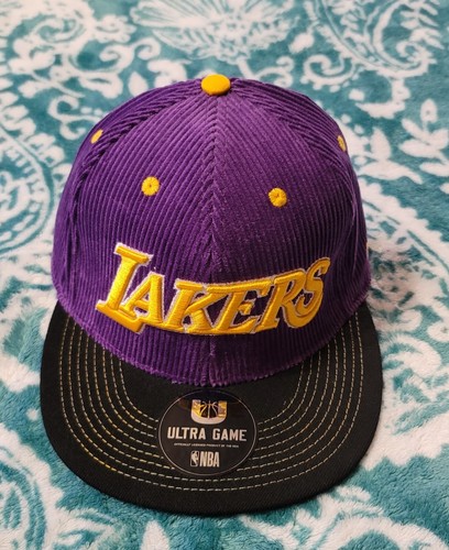 NBA LA Lakers Purple / Black Corduroy Ultra Game Men’s Snap Back Hat Cap NEW - Picture 2 of 6