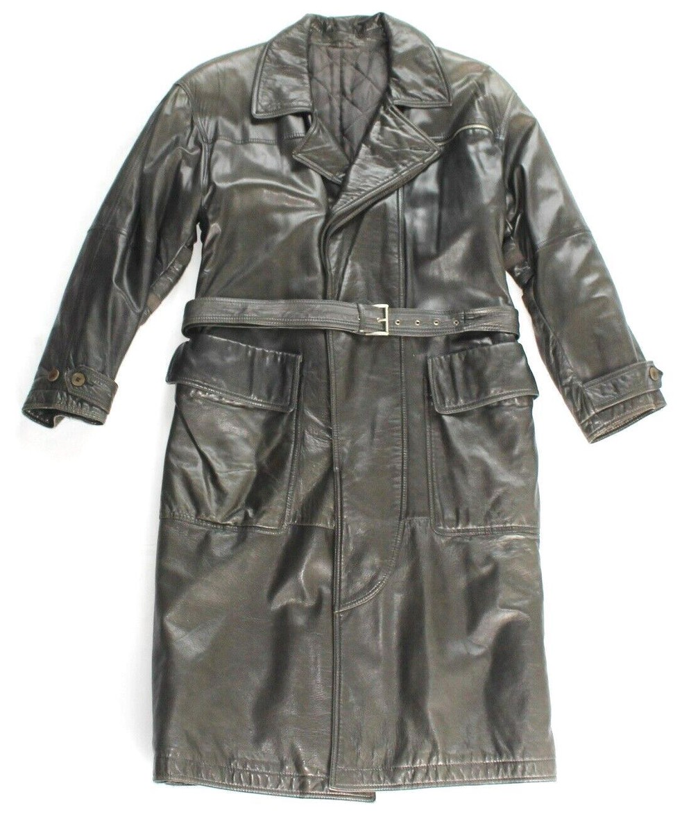 vtg LA MATTA Overcoat LEATHER Men XL X-LARGE Quilted Lining vtg LA MATTA Overcoat LEATHER Men XL X-LARGE Quilted Lining