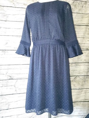 Banana Republic Navy Blue Swiss Dot Dress Size 4 Pleated Detail Fit & Flare | eBay Banana Republic Navy Blue Swiss Dot Dress Size 4 Pleated Detail Fit & Flare | eBay