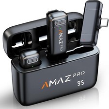 Amazpro Wireless Lavalier Microphone for iPhone 15,Android Phone,Laptop