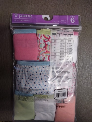 Wonder nation 9 Pack Girls Size 6 Boy Shorts Panties - Picture 2 of 2