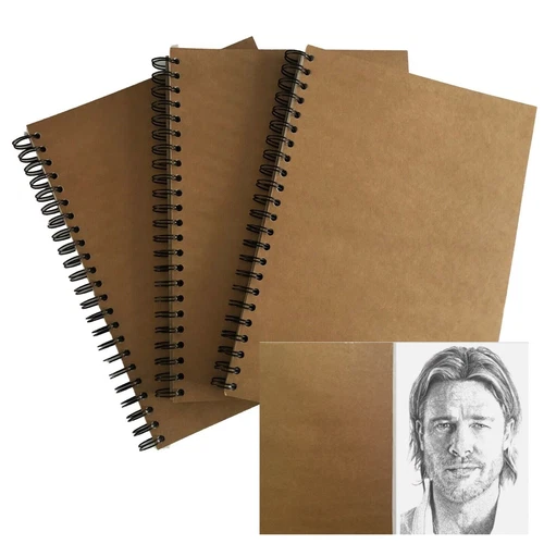 eco-arts sketch book pad scrapbook hardback wirobound white black kraft college