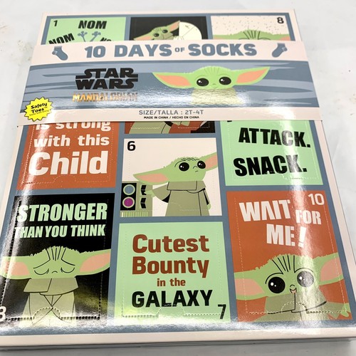 Star Wars Mandalorian Baby Yoda 10 Days Socks Advent Calendar Toddler Kids 2T-4T - Picture 5 of 7