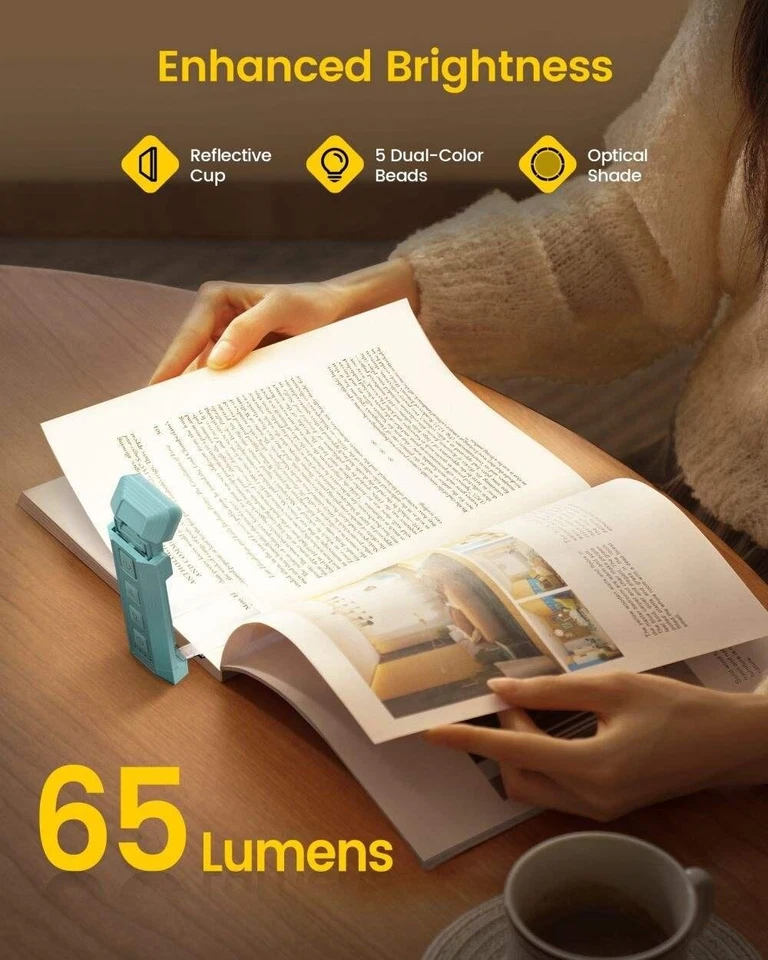 USB Rechargeable Book Light for Reading in Bed, Portable Clip-on LED Reading - Image 4 of 4
