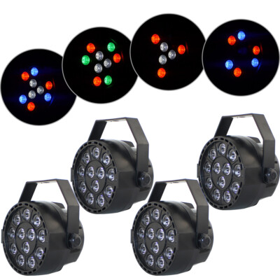 4 Stück Bühnenlicht Set 15W LED RGB Flat PAR Licht DMX Bühncht Beleuchtung
