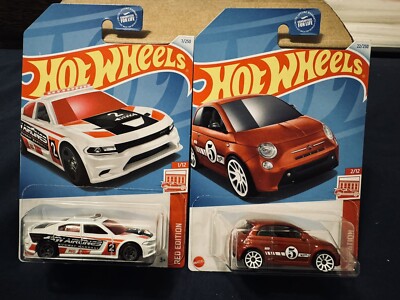 2024 Hot Wheels Target Exclusive Red Edition Fiat 500e & Dodge Charger Lot Of 2