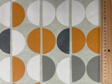 Shoreditch Retro Fabric Mango Grey Orange Cotton Curtain Roman Blind Upholstery
