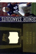 carlos rogers rookie rc draft jersey patch auburn war eagle college dpp 4/10 05