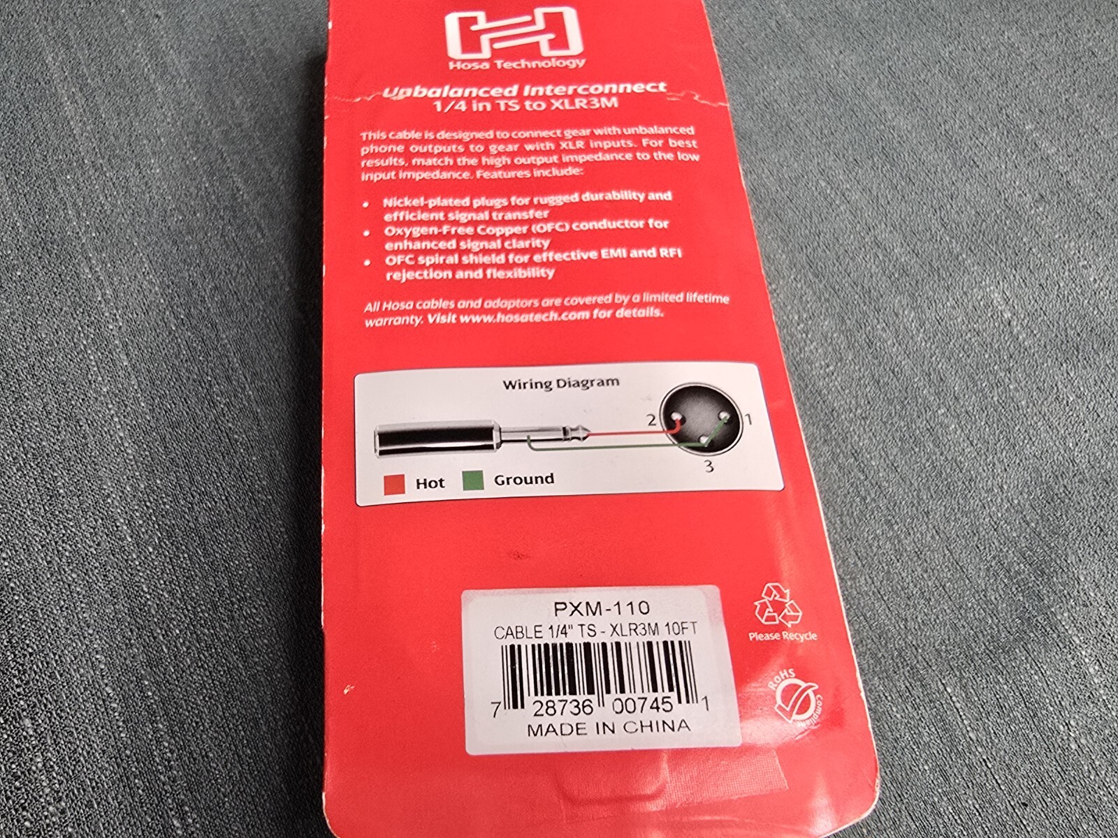 XLR 3 Pin Male To 1/4" Plug TS Microphone Mono Cable Shielded Audio