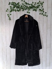 Alo Yoga S Black Faux Fur Trench Overcoat, Soft, Open Front Unisex Oversized