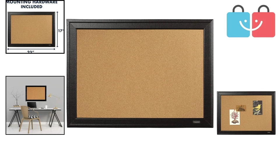 Modern 17" x 23" Cork Bulletin Board with Black Frame - Vision Board Ready - Image 2 of 4