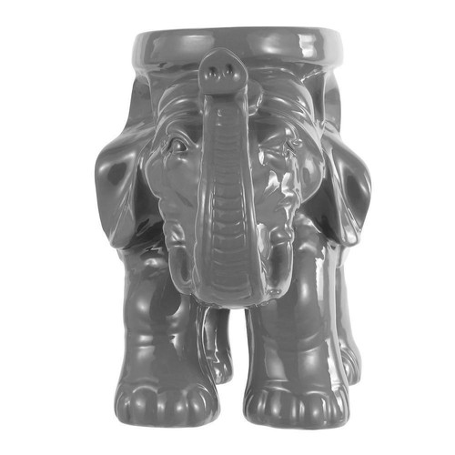JONATHAN Y Garden Stool 14.25" Ceramic Spill-proof Glaze Elephant White Gray - Picture 4 of 8