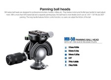 New Leofoto MH-50 Panning Ball Head/full dynamic/handlebar control/arca-swiss