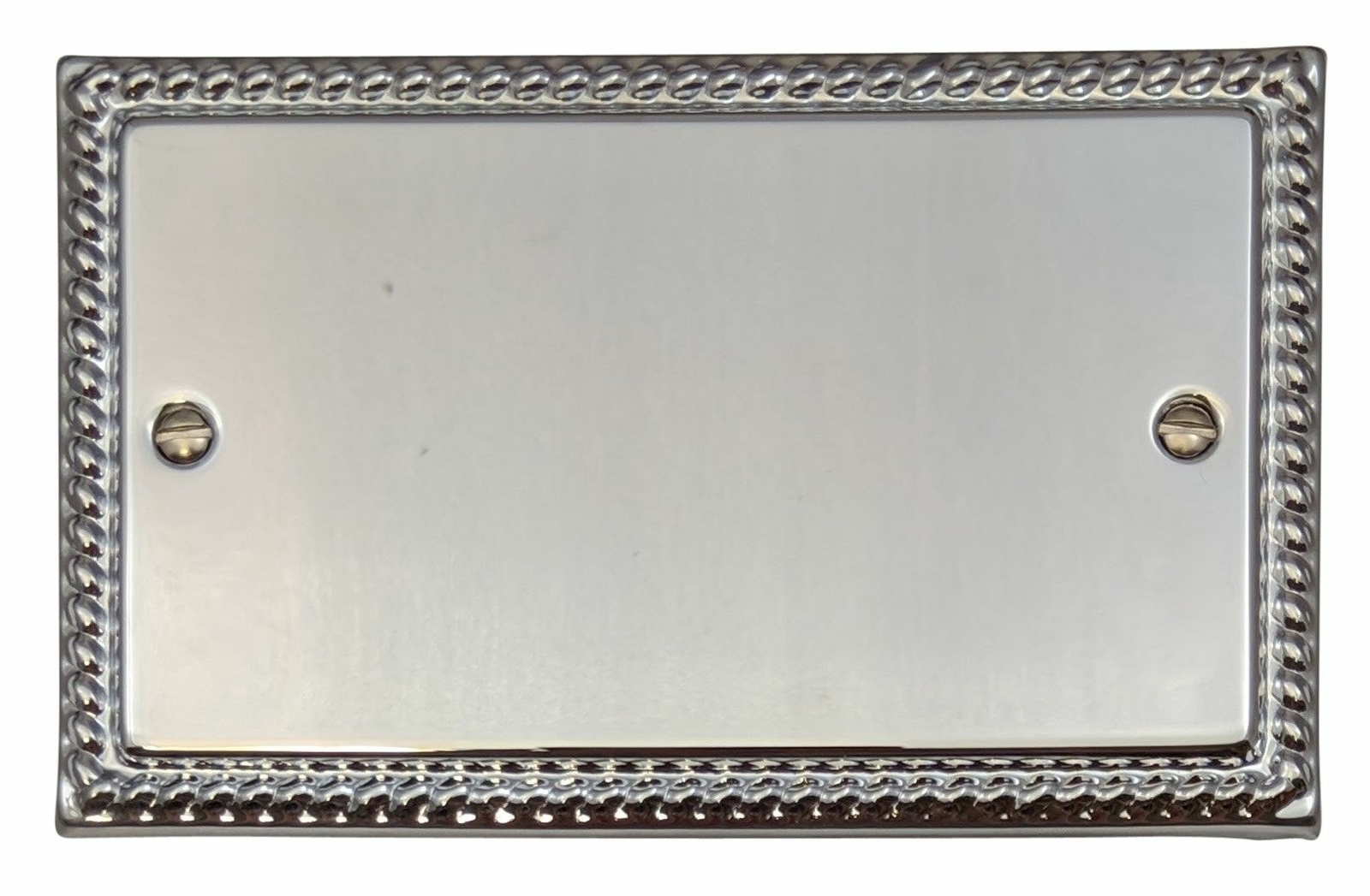 G&H MC32 Monarch Roped Polished Chrome 2 Gang Double Blank Plate