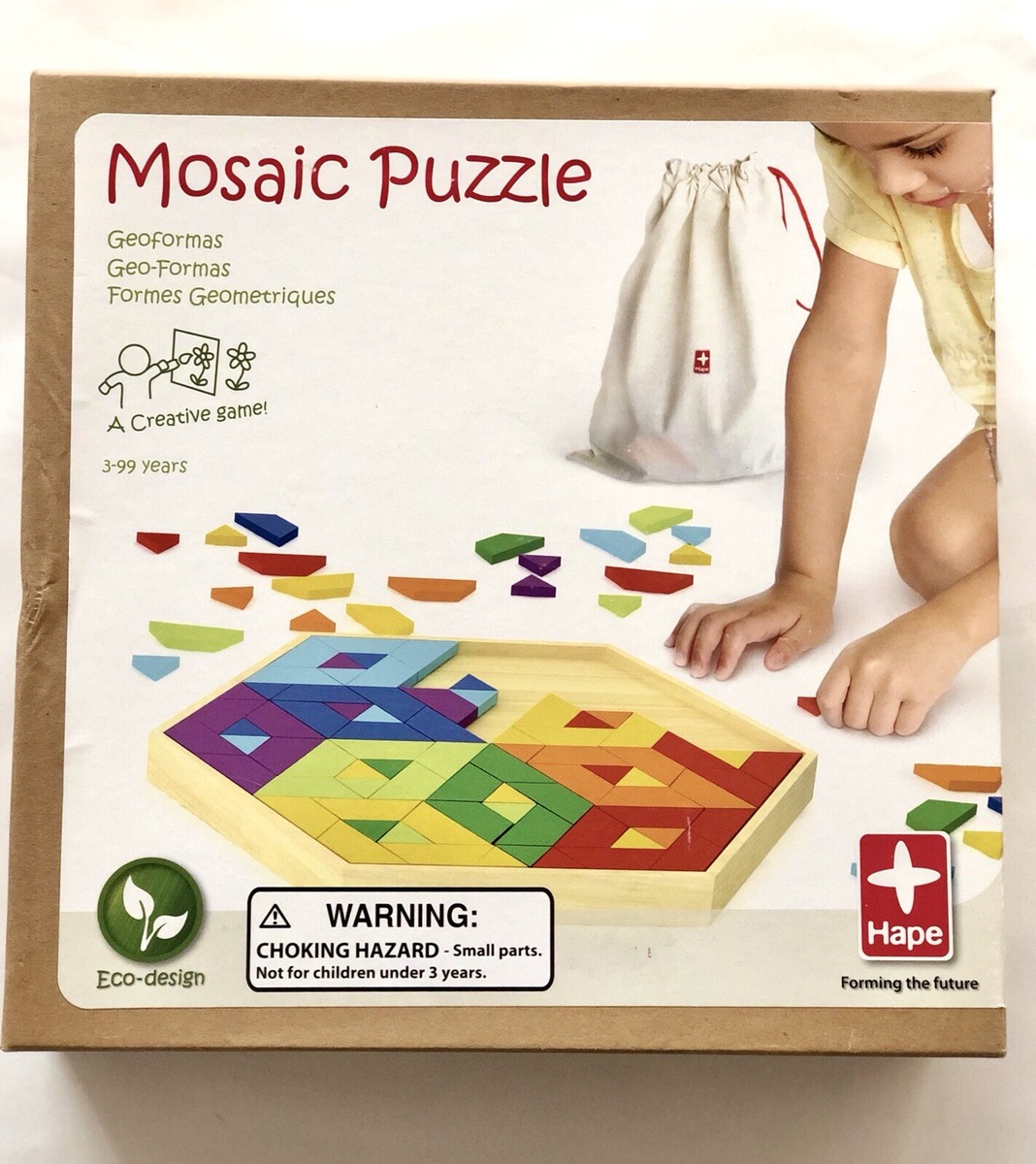Hape MOSAIC PUZZLE Bamboo Wooden Creative Children's Game Geometry