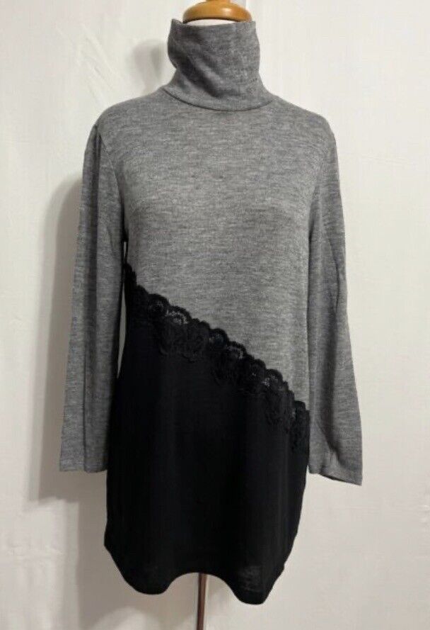 Zara Gray Black Turtleneck Knit Dress With Cami S… - image 1