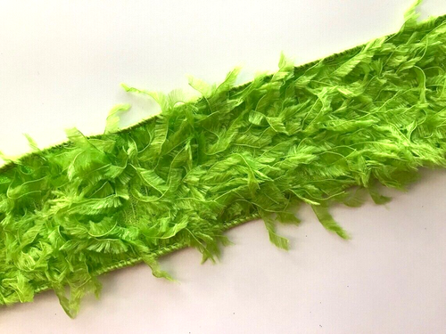 Lime Green Shaggy & LIme Satin 1.5" by 2 yd Wired Ribbon Grinch Christmas Elf - Picture 3 of 7