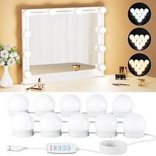 10 Bulbs LED Vanity Lights for Mirror, 3-Color  10-Brightness, Wire Length A...
