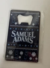 SAMUEL ADAMS Bottle Opener Blue White Lettering Snowflakes Promotional NEW