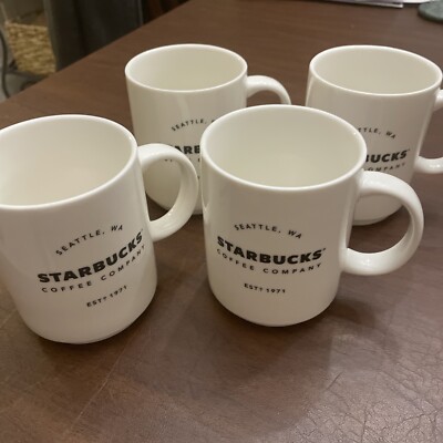 2018 Starbucks Coffee Company Seattle, WA Est 1971 Mug 14 oz White Cup lot  of 4 | eBay