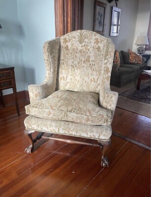 Kittinger Chippendale Style Mahogany Ball & Claw Wing Chairs S/2!!