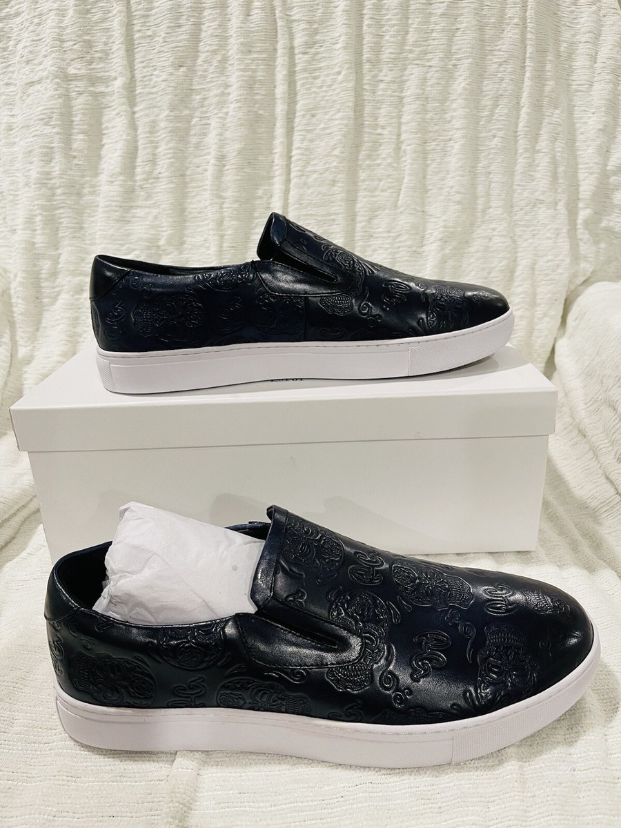 NWT Robert Graham Rider Navy Embossed Leather Slip-On  display picture 3