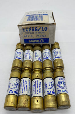 Brush ECNR6/10 Time Delay Fuses, 250VAC 0.6Amp, Class RK5 Lot of 10