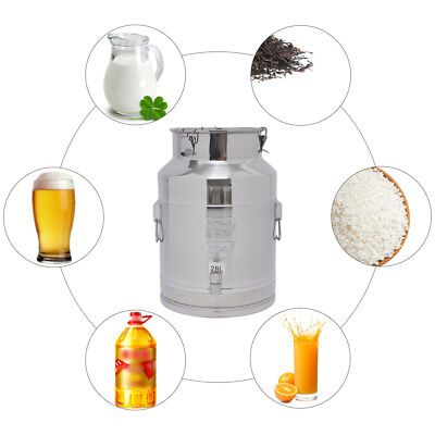 #ad 28 L Stainless Steel Barrel Milk Can Wine Beer Whiskey Storage Oil Rice Tank $96.35