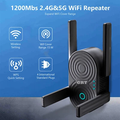 GRT 1200 Mbps booster Extender wireless Wifi repeater 2.4G/5G signal Amplifier - Image 1 of 4