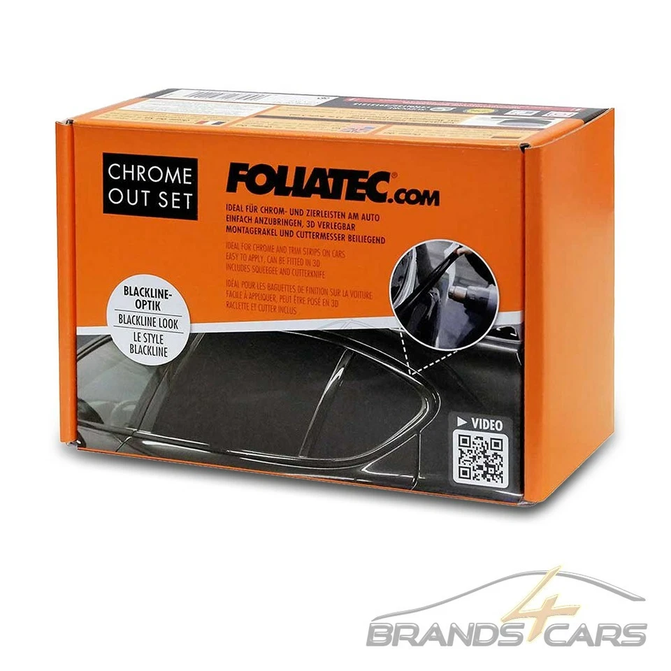 FOLIATEC CHROME OUT SET SCHWARZ GLÄNZEND FOLIE FÜR ZIERLEISTE 5 cm x 15 m