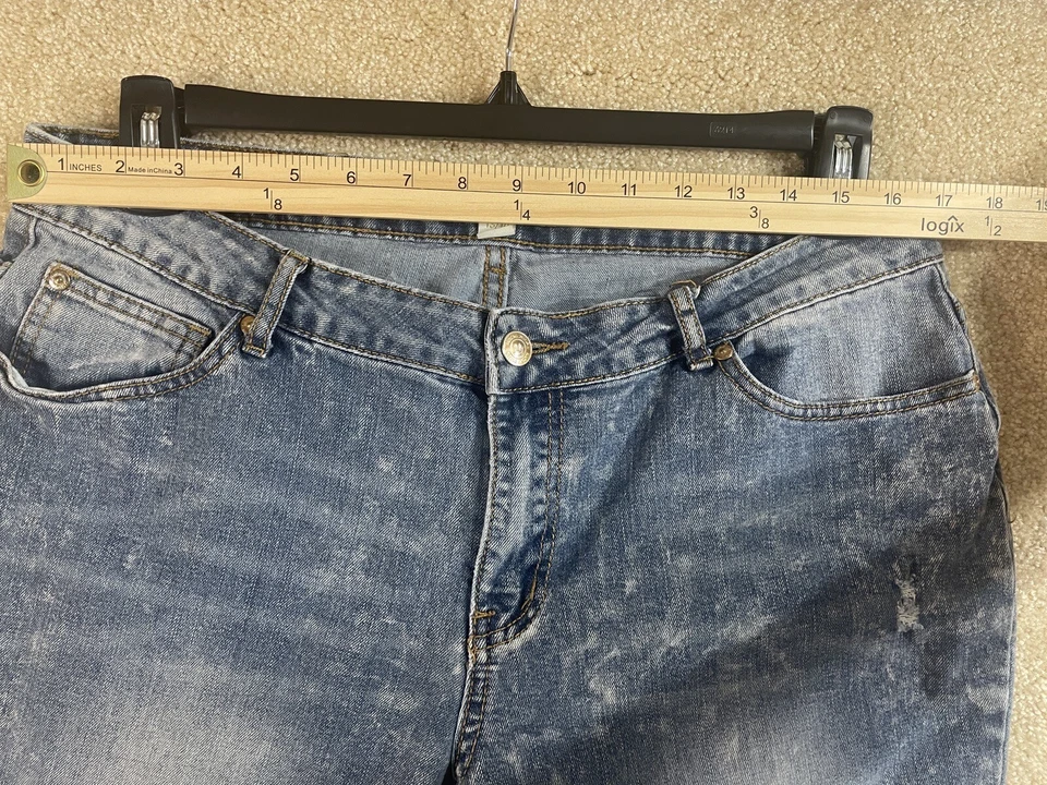 Nicki Minaj 牛仔裤女式 13/14 锥酸洗蓝色中腰弹力 — 第 3/4 张图片