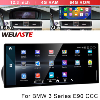 Android Car GPS Wifi BT Player 12.3'' Ultra-thin Screen For BMW 3 Series E90 CCC