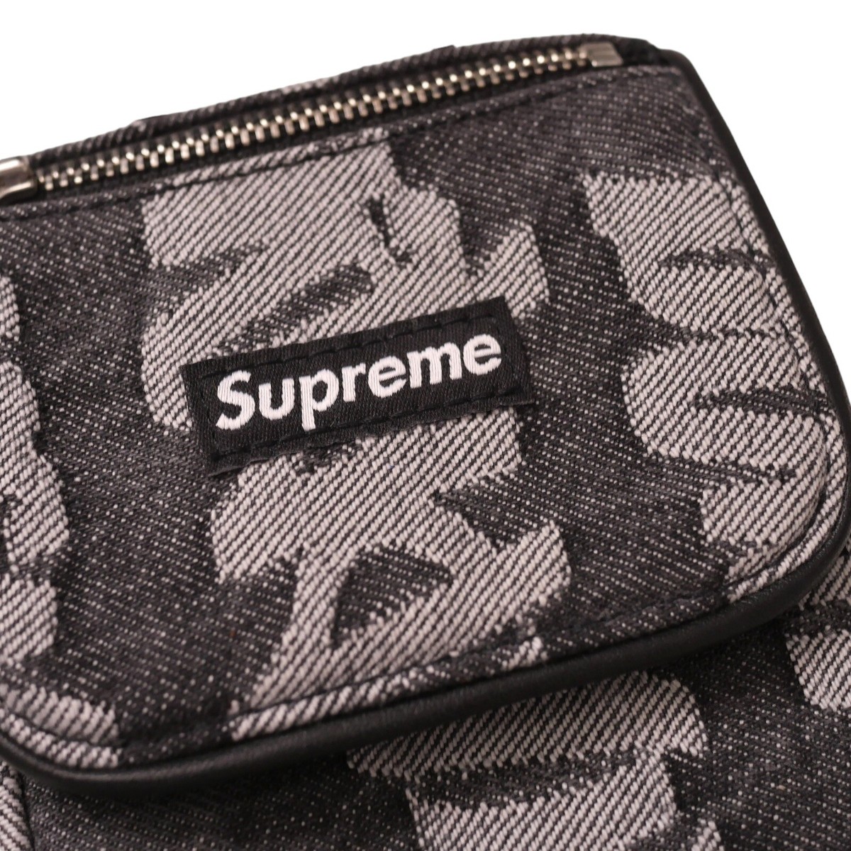 Supreme Fat Tip Jacquard Denim Neck Pouch Wallet Black SS22