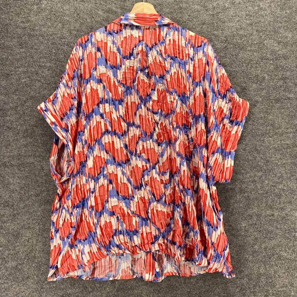 Camisa Westbound Mujer 3X Plus Roja Geométrica Cuello Abotonado Manga Corta Foto 2 de 4