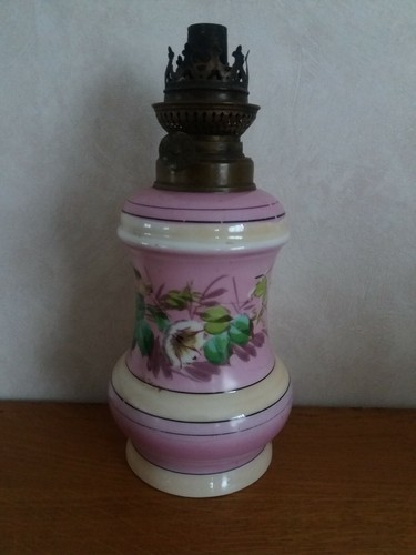 LAMPE A PÉTROLE Boule En Faience Decor Fleurs EUR 39,99 - FR