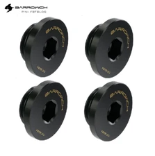 4 x Barrow BarrowCH G1/4 Stop Plug Fitting Low Profile Internal Hex Socket Black