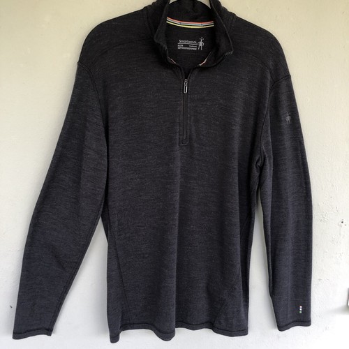 Smartwool 1/4 Zip Base Layer Shirt Men M Gray Merino Wool Thermal Pullover Hikin - Picture 7 of 14