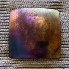 Dichroic Fused Art Glass Green Iridescent 6” Square Trinket Dish Decor — photo 4
